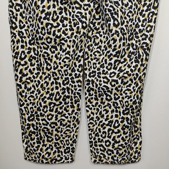 J Crew Leopard Print Cropped Tie Waist Linen Blend Relaxed Pants Size 14 - Picture 5 of 15
